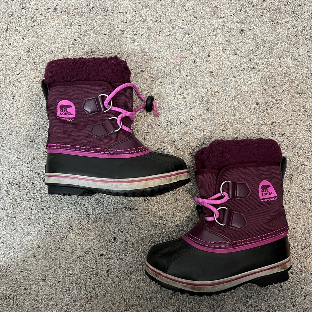 Sorel Kids' Plum and Black Snow Boots